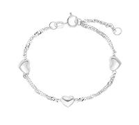 amor Bracciale 925 Argento Sterling Ragazze Bambini Gioielli da braccio, 12+2 cm, Argento, Cuore, Viene fornito in una scatola regalo per gioielli