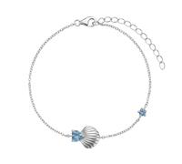 AMOR - Bracciale da Donna in Argento 925 - con Zircone - Ciondolo a Conchiglia Cuore - AMR-B0027