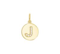 amor - Ciondolo per Catenina da Donna in Argento 925 - Placcato Oro/Dorato - con Zircone - Design Lettera J - AMR-P0018