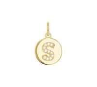 amor - Ciondolo per Catenina da Donna in Argento 925 - Placcato Oro/Dorato - con Zircone - Design Lettera S - AMR-P0029
