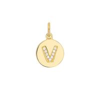 amor - Ciondolo per Catenina da Donna in Argento 925 - Placcato Oro/Dorato - con Zircone - Design Lettera V - AMR-P0009