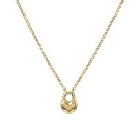 Amor Collana da donna in acciaio inox, placcato oro/oro, ciondolo a forma di cuore, AMR-N0031