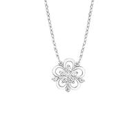 amor Collana con Ciondolo Collana da Donna in Argento 925, con zirconi sintetici, 42+3 cm, Argento, fiore, Fornita in confezione regalo per gioielli