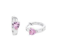 amor Creoles 925 Gioielli all'orecchio per bambine in Argento sterling, con zirconi sintetici, 1 cm, Argento, Cuore, Viene fornito in scatola regalo per gioielli