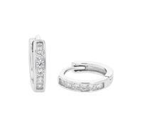 amor Creoles Gioielli per orecchie da Donna in Argento 925, con zirconi sintetici, 1 cm, Argento, Viene fornito in confezione regalo per gioielli