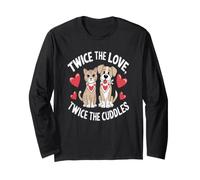 Amor Doble Mimos Gato Perro Pareja Animal Linda Maglia a Manica
