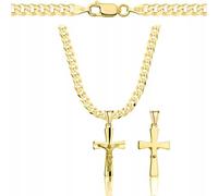 Amor Luxury Amar Collana Oro Uomo/Donna 925/585 - Collana a Croce, 70 cm, Argento Sterling