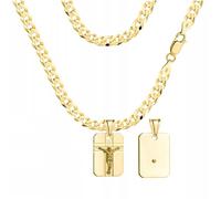 Amor Luxury Collana da uomo in oro 585, collana da uomo 925/585, collana da uomo in oro con medaglione, regalo di compleanno, da uomo, 50 cm, Argento sterling