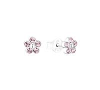amor Orecchini a perno in Argento 925 per bambina, con vetro di cristallo, 0,5 cm, Argento, fiore, Fornito in confezione regalo per gioielli