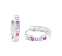 amor Creoles Orecchini per bambine in Argento 925, con zirconia cubica, 1,2 cm, Argento, in confezione regalo