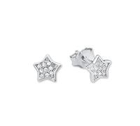 amor Orecchini a perno in Argento 925 per bambina, con zirconi sintetici, 0,6 cm, Argento, stella, Fornito in confezione regalo per gioielli
