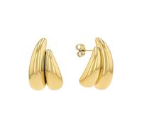 AMOR - Orecchini da Donna in Acciaio inox - Placcato Oro/Dorato - Creoli Doppio - AMR-E0020