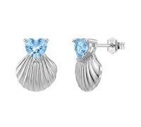 AMOR - Orecchini da donna in argento 925, con zirconi e conchiglia a forma di cuore, AMR-E0111