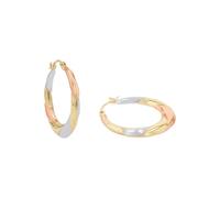 AMOR - Orecchini da Donna in Oro 375 - Creoli Tricolore - AMR-E0033