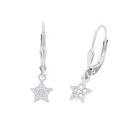 amor Orecchini in Argento 925 per bambina, con zirconi sintetici, 2,3 cm, Argento, stella, Fornito in confezione regalo