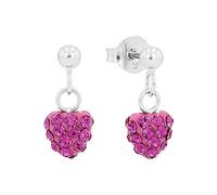 amor Orecchini Orecchini da bambina in Argento 925, con vetro di cristallo, 1,3 cm, Argento, cuore, Forniti in confezione regalo per gioielli