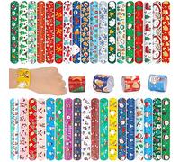 AMOR PRESENT 64 fasce schiaffo per bambini, braccialetti a schiaffo di Natale braccialetti a scatto per calze di Natale per riempire calze di compleanno per bambini bomboniere per feste di Natale