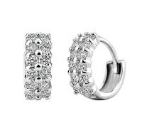 AMOR SPES Orecchini a cerchio in argento S925 per donne e uomini, in argento 925 con zirconia cubica, per compleanni e matrimoni, Argento