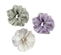 AMOR SPES Set di 3 elastici per capelli in chiffon e pizzo, come seta, fasce per capelli da donna, accessori per capelli
