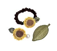 AMOR SPES Set di 3 fermagli per capelli a forma di girasole, elastici per capelli, accessori per capelli da donna