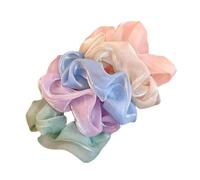 AMOR SPES Set di 5 elastici per capelli in chiffon e pizzo setoso, elastici per capelli, fasce per capelli da donna, accessori per capelli