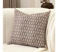 Amor Virisso Federa per cuscino con motivo floreale, 45 x 45 cm, per soggiorno, casa colonica, neutra, decorativa, per divano, 1 pezzo, marrone cognac