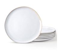 AmorArc Set di 6 piatti piani in ceramica, 26 cm, realizzati a mano, in gres porcellanato reattivo, di forma rustica, per cucina, microonde e lavastoviglie, resistenti ai graffi