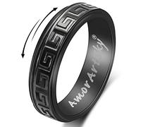 AmorArtSky Fidget Rings per donne e uomini, ansia: titanio acciaio inox spinner anello anello pollice anello nuziale argento blu nero tono 6 7 8 9 10, size 8, Metallo, Nessuna pietra preziosa