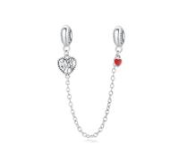 Amore Albero della Vita Catena di Sicurezza Fascino, 925 Argento Sterling Fascino Braccialetto Accessorio, Compatibile con Braccialetto Pandora Neckalce, Regalo per le Donne