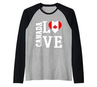 Amore Canada con bandiera canadese in un cuore Maglia con Maniche Raglan