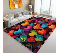 Amore Colore Romanticismo Tappeto, Multicolore Tappeto in morbida flanella, antiscivolo e lavabile, per soggiorno, camera da letto e cameretta dei bambini 50 x 80 cm