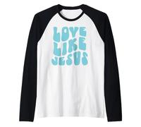 Amore Come Gesù Fede Cristiana Tipografia Maglia con Maniche Raglan