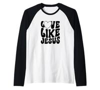 Amore Come Gesù Messaggio di Fede Cristiana Maglia con Maniche Raglan