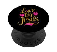 Amore come Gesù Religioso Dio Fede Cristiano Donne Ragazza Bambino PopSockets PopGrip Adesivo