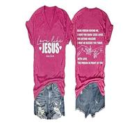 Amore Come Jesus Shirt V Neck Christian Gift Tops for Women (Grigio Scuro S)