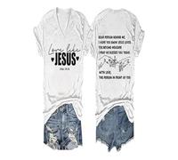 Amore Come Jesus Shirt V Neck Christian Gift Tops for Women (Red M) (M Red)