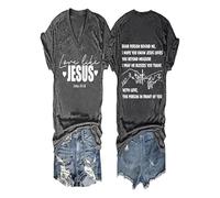 Amore Come Jesus Shirt V Neck Christian Gift Tops for Women (White XXXL)