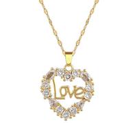 Amore Creativo a Forma di Cuore Intarsiata Collana a Pendente Zircon