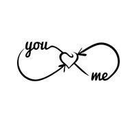 amore cuore infinito Adesivi artistici in vinile 42x108.5cm Decorazione carrozzeria auto Nero