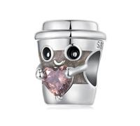 Amore cuore tazza da caffè ciondolo charm argento sterling 925 perla adatta per bracciale Pandora e collana da donna, keineKeine Größe verfügbar, Argento sterling, Zirconia cubica sintetica
