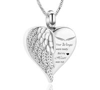 Amore cuore urna collana per cenere Keepsake Memorial cremazione gioielli in acciaio inox ali d'angelo cuore urna medaglione supporto cenere Memorial urna gioielli per umano/animale domestico cenere