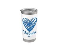 Amore Cuore Virginia Ama Vacanza Visita Spiaggia Oceano Vacanze Bicchiere termico in acciaio inox doppia parete