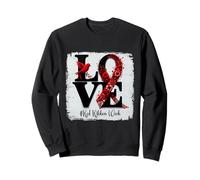 Amore Daisy Fiore Uccello Rosso Nastro Rosso Consapevolezza Settimana Felpa