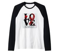 Amore Daisy Fiore Uccello Rosso Nastro Rosso Consapevolezza Settimana Maglia con Maniche Raglan
