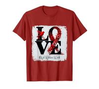 Amore Daisy Fiore Uccello Rosso Nastro Rosso Consapevolezza Settimana Maglietta