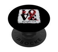 Amore Daisy Fiore Uccello Rosso Nastro Rosso Consapevolezza Settimana PopSockets PopGrip Adesivo