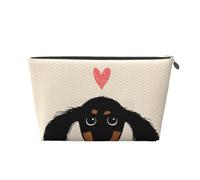 Amore del cucciolo di bassotto tedesco, Borsa da toilette Borsa per trucco Borsa per cosmetici Borsa da toilette da viaggio portatile