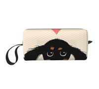 Amore del cucciolo di bassotto tedesco, Borsa per il trucco Borsa per cosmetici Borsa da toilette da viaggio portatile Borsa per trucco Organizer