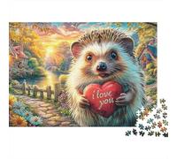 Amore del Riccio Difficile Puzzle 1000 Pezzi Adulti Riccio Cuore Villaggio Premium Spesse Resistenti Alta Qualità Vivaci Stimolanti Antistress 52x38cm/1000pz