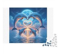 Amore Delfino a Forma di Cuore Puzzle 1000 Pezzi per Adulti Delfini che Formano un Cuore nel Mare Premium Alta Qualità Robusto Vivace Stimolante Gioco in Famiglia 38x26cm/1000pz